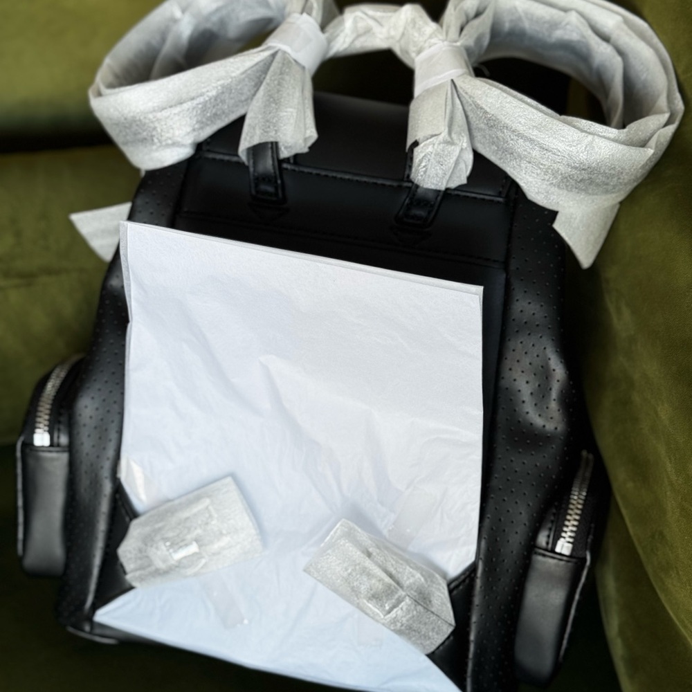 New Michael Kors Abbey Medium Perforated Backpack - Black - Picture 5 of 7